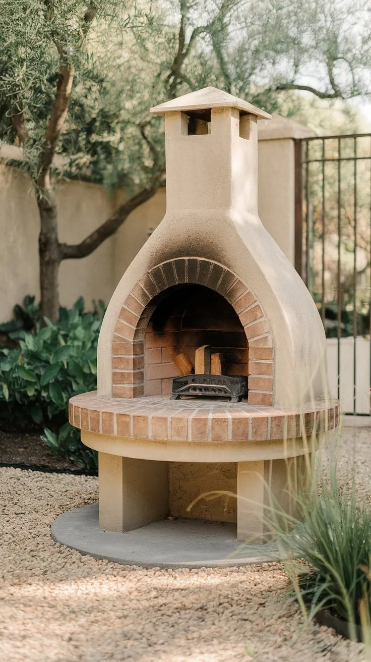 This charming small backyard fireplace, perfect for intimate gatherings, brings warmth and rustic elegance to any outdoor living space.  Its compact design makes it ideal as a small space fireplace, even for a patio fireplace or yard fireplace, transforming your outdoor fire pit into a cozy outdoor chimenea.  The electric outdoor fireplace option would add modern convenience.