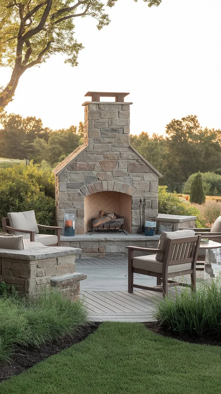 Imagine evenings spent beside this inviting yard fireplace, a true centerpiece of this serene outdoor living space.  The stone outdoor fireplace, a beautiful outdoor chimenea, provides warmth and ambiance, perfect for both intimate gatherings and relaxing solo moments.  This small space fireplace, ideal for even the smallest backyard, offers the luxury of an outdoor fire pit without overwhelming the space.  Whether a traditional stone fireplace or an electric outdoor fireplace, this patio fireplace is the heart of this tranquil garden.