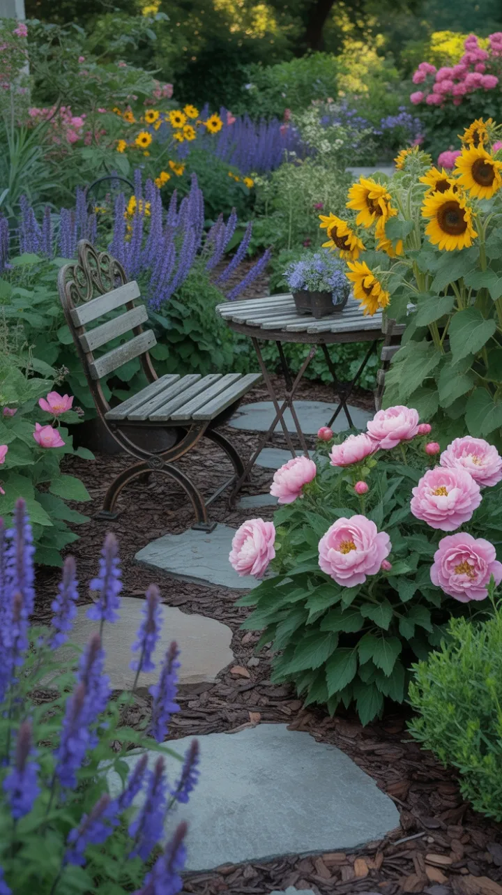 Golden Afternoon Along the Cottage Garden Path