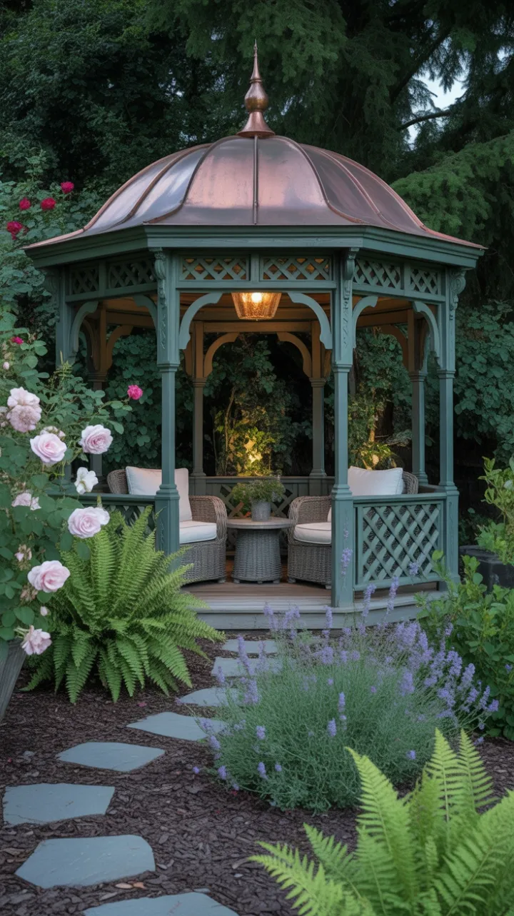 Twilight Sanctuary in the Rose-Clad Victorian Gazebo