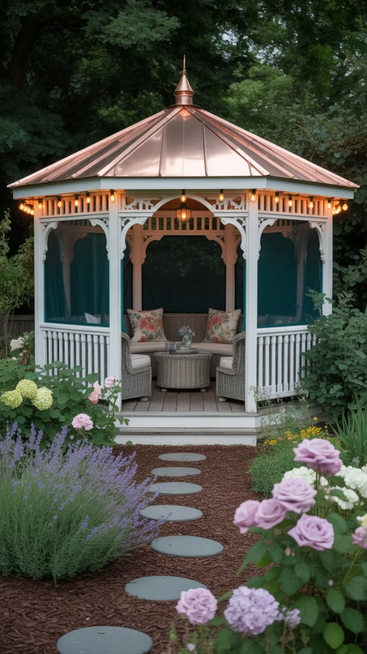 Victorian Gazebo Bathed in Warm Garden Light