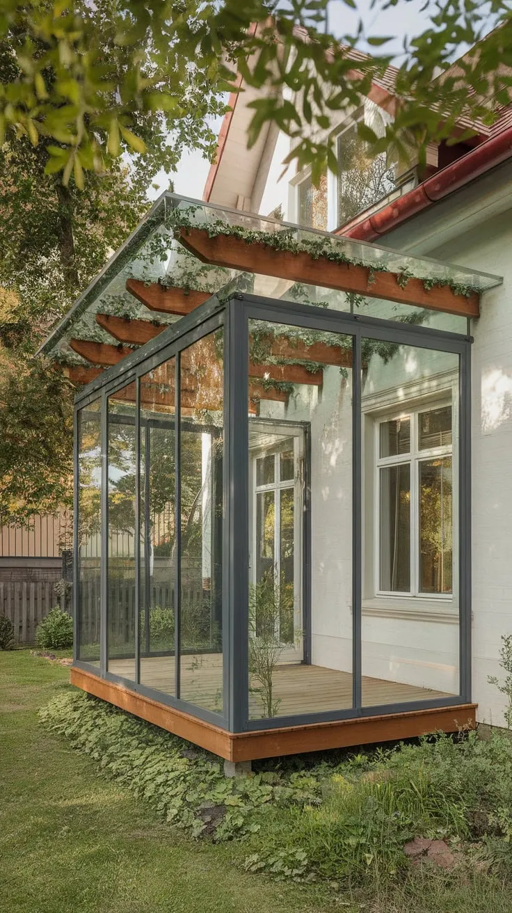 Elegant Glass Roof Extension Enhances Traditional Home Design
