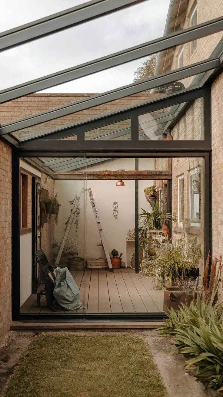 Rustic Glass Extension: A Seamless Indoor-Outdoor Retreat