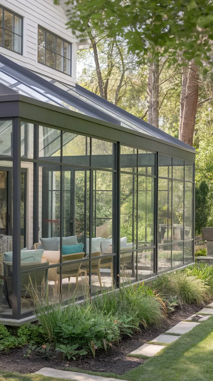 Chic Glass Porch Oasis for Ultimate Relaxation