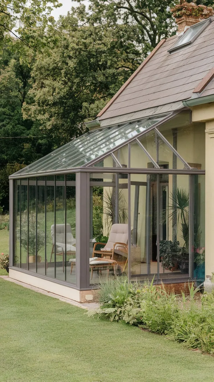 Stunning Glass Porch Oasis in a Lush Garden
