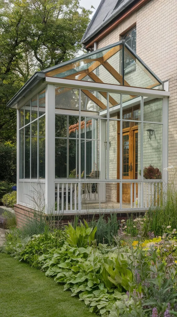 Elegant Glass Roof Extension Enhances Charming Brick Home