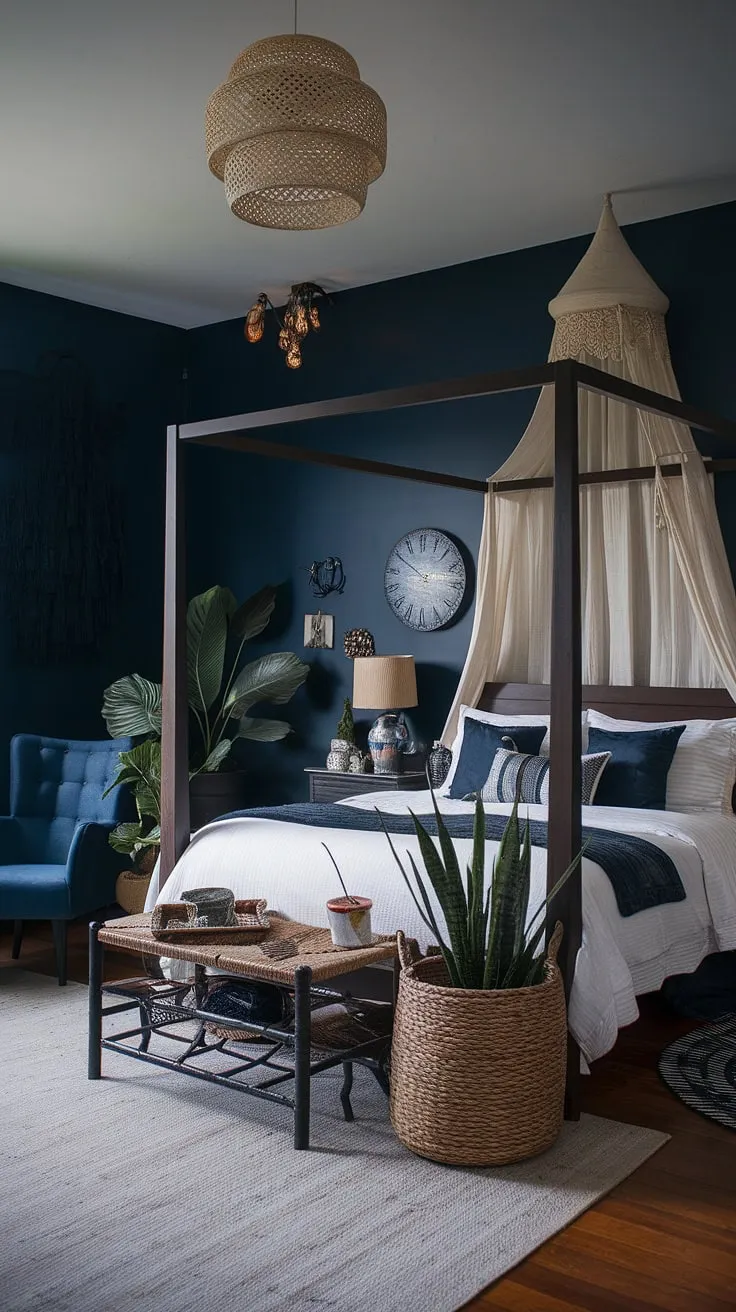 A dark witch aesthetic bedroom reigns in this gothic apartment bedroom, a captivating blend of boho gothic style and maximalist whisigoth details.  Find moody rooms inspiration in this alternative bedroom aesthetic, a dark boho bedroom showcasing the enchanting power of a moody cottage core design.