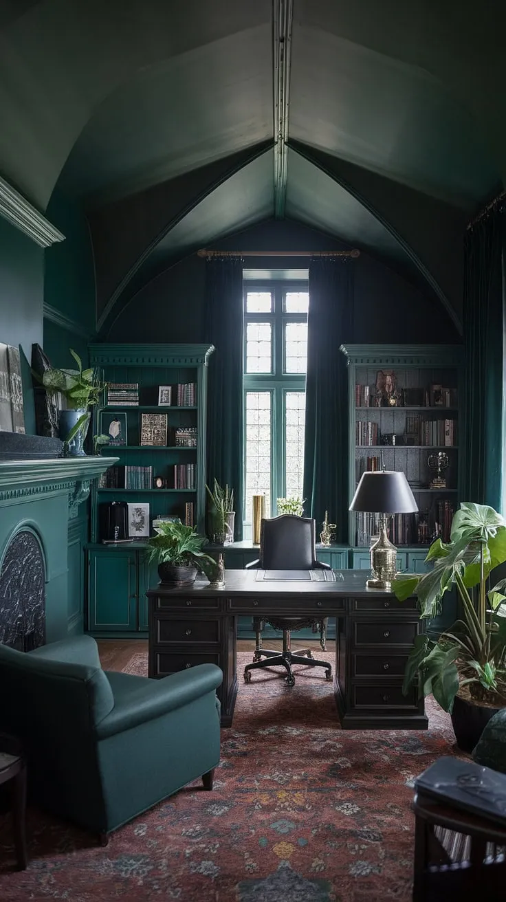 Lost in the emerald depths of my gothic sanctuary, where creativity thrives amidst the shadows. The scent of old books and brewing ideas fills the air, a perfect haven for crafting a compelling narratives.