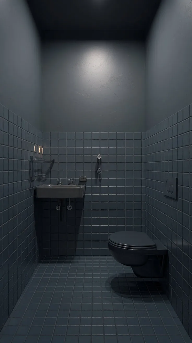 This dark grey tile bathroom proves that less is more. Explore grey bathroom designs and bathroom paint options for your own small grey bathrooms. A masterclass in bathroom design styles.