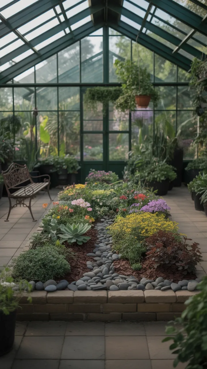 Sunlit Greenhouse Sanctuary of Blooming Tranquility