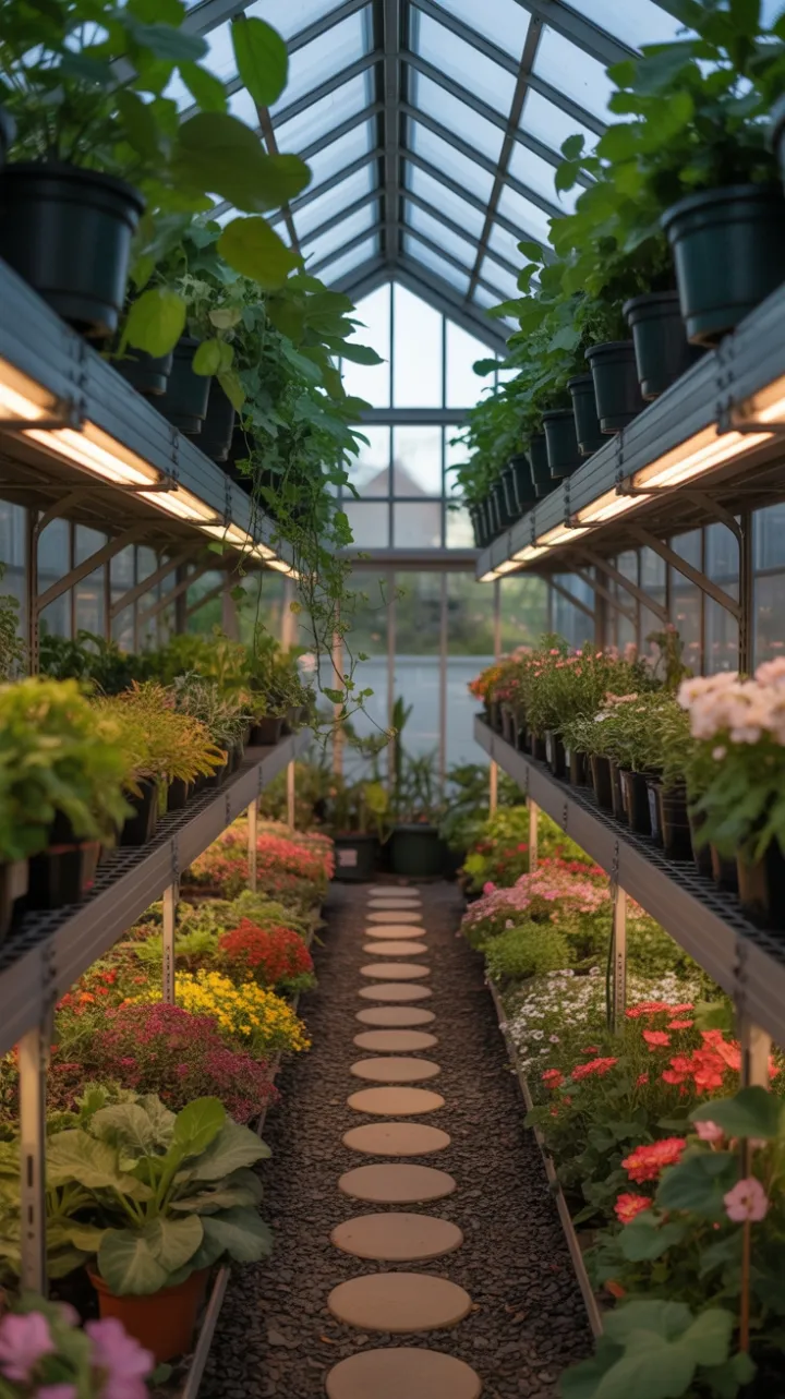 Sunlit Sanctuary of Blooming Greens and Earthy Tranquility