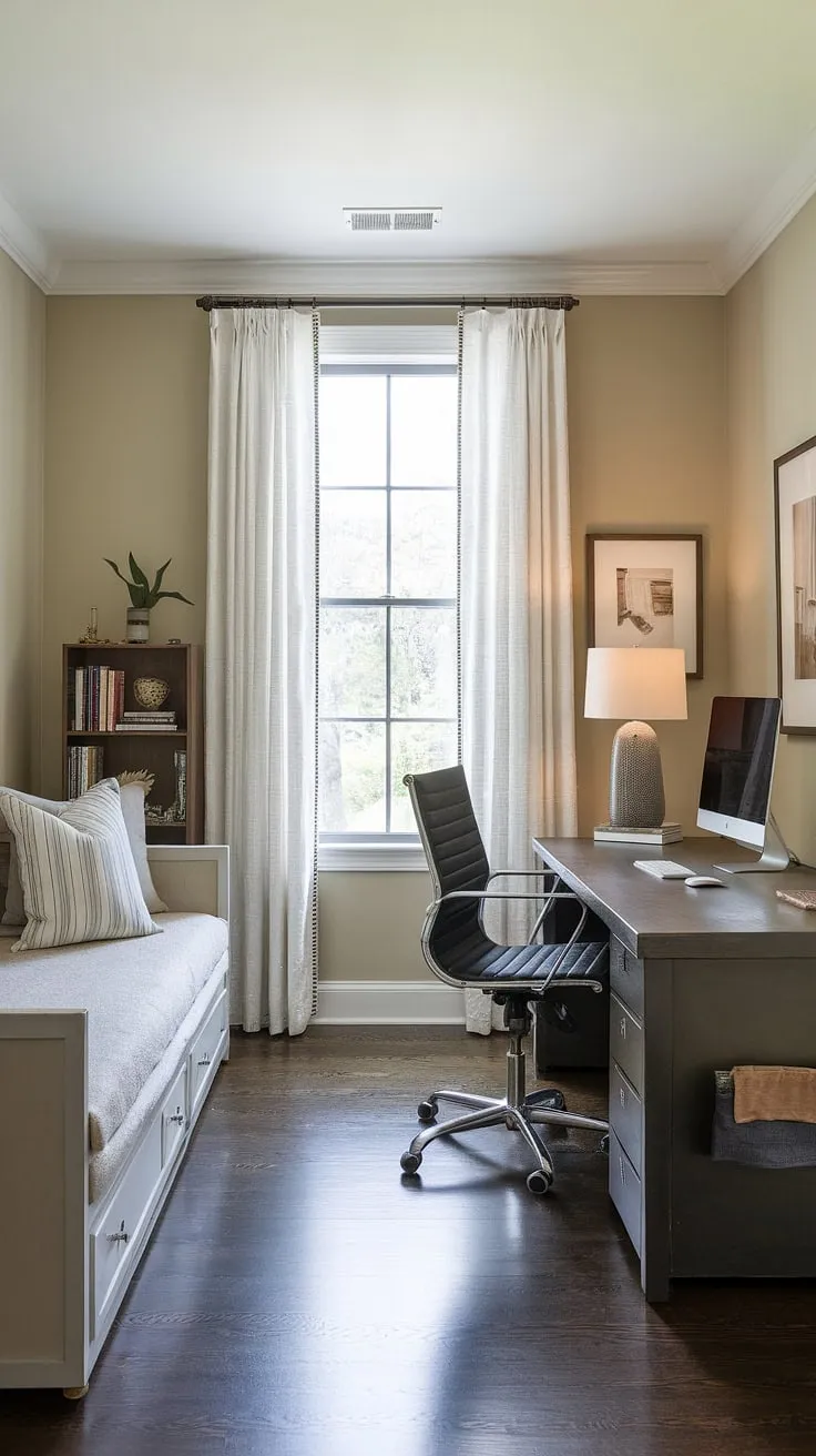 Maximize space and style in this tiny home entryway.  This hallway nook boasts clever foyer entryway storage, including a coat and shoe storage system above a comfy foyer storage bench, perfect for a split entry shoe storage solution.  The open concept front entry feels welcoming, thanks to the added touch of entryway decor storage and a vibrant plant.