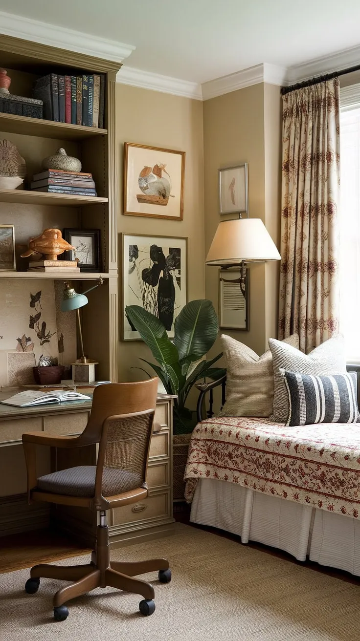 Maximize space and style in this tiny home entryway.  This hallway nook boasts clever foyer entryway storage solutions, including a foyer storage bench perfect for coat and shoe storage, and a decorative shelf above for entryway decor storage. The open concept front entry feels welcoming and organized.