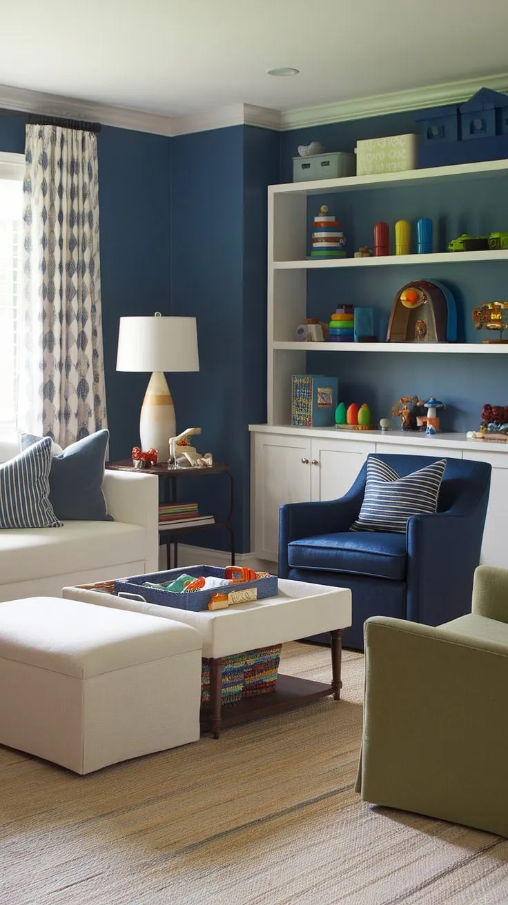Transforming a hallway into a functional and stylish small home office? This built-in desk is the key!  The home office design seamlessly blends work and relaxation, offering small office ideas for maximizing even the tiniest spaces.  Consider this a perfect example of an efficient office layout, ideal for a shared office space or even an office and living room combo.