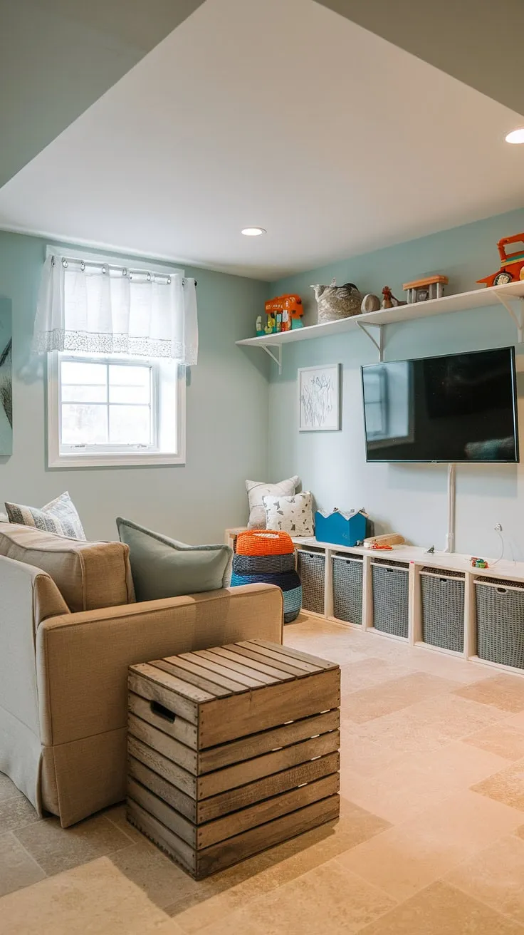 From bedroom to playroom, this transformation is a testament to creative space planning. This little boys playroom boasts a playroom with a TV, perfect for movie nights.  The basement playroom toy storage solutions are both functional and aesthetically pleasing, complementing the boy playroom decor.  This guest playroom is a dream playroom for kids, showcasing smart rec room playroom ideas.  The comfy couch and thoughtful toy room with couch design make it a welcoming space for both play and relaxation, a true example of play room kid design.