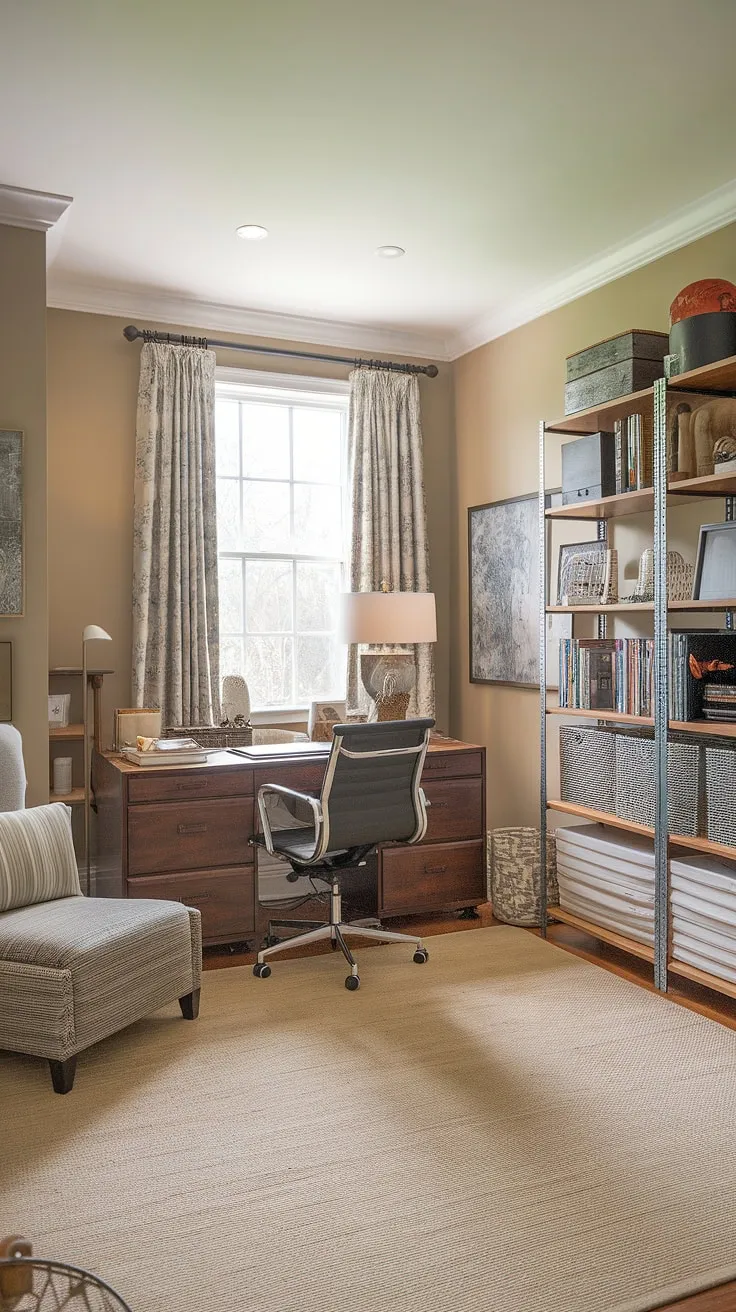 Transforming a spare room into a productive and welcoming space. This guest bedroom home office is the ultimate bedroom office combo, seamlessly merging work and rest.  A spare room office solution that's both stylish and practical, ideal for those seeking an office and guest room in one.