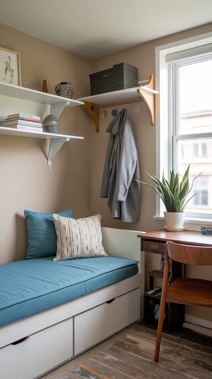 This guest room playroom combo is the ultimate solution for multipurpose living.  Room ideas couch bed like this day bed offer flexible seating and sleeping arrangements, ideal for a guest room for family or a small den guest room combo.  Guest bedroom playroom combo ideas don't get much better than this clever spare room interior design, maximizing every inch of space in a box room guest room.  Guest bedroom ideas multipurpose don't have to compromise on style – this room proves it.