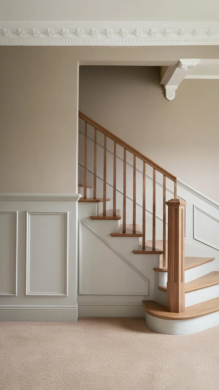 Sophisticated and space-saving, this home stairwell showcases innovative stairs design with storage.  The staircase bar under stairs is a delightful surprise, while the under stairs storage and stair shelf ideas provide practical solutions.  Explore these downstairs design ideas and downstairs storage ideas for your own home, transforming a typically unused area into a stylish small living room under stairs.