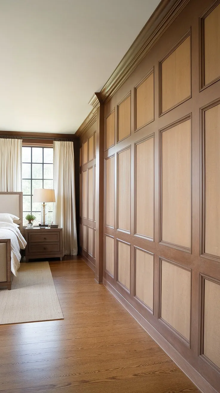 Upstairs, this hallway decor effortlessly blends functionality with style.  The hallway lighting ideas, using sconces, beautifully illuminate the narrow hallway, while the long hallway design is cleverly enhanced with strategic placement of a plant and mirror.  This hallway styling offers inspiration for anyone looking for small hallway ideas in an open concept hallway.