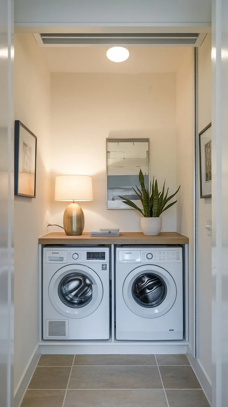 Maximize your space with this ingenious hall laundry solution!  This laundry room closet is a testament to smart design, transforming a forgotten corner into a practical and surprisingly spacious laundry room.  Get inspired by these laundry ideas for your own laundry room renovation.