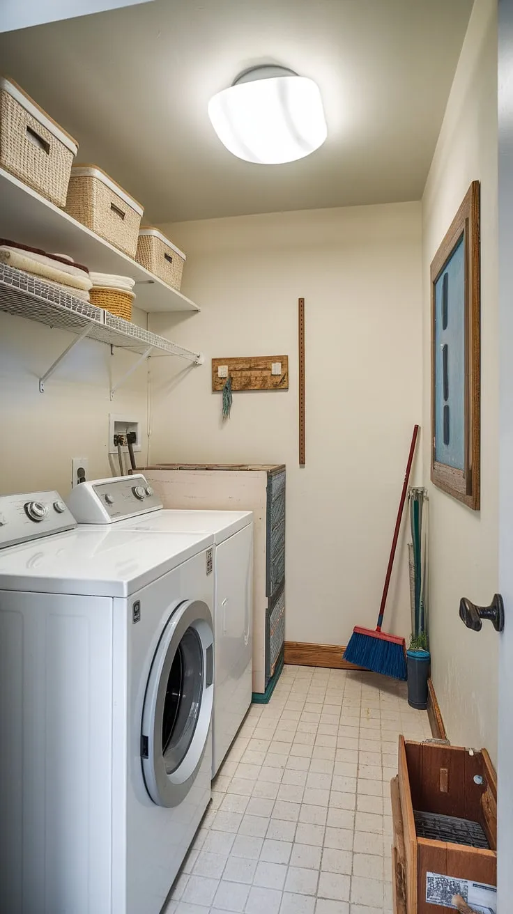 No more cramped closets! This laundry room renovation cleverly utilizes a hallway to create a dedicated hall laundry space.  The result? A bright, airy laundry room closet with ample storage and a surprisingly spacious feel.  Get inspired by these laundry ideas for your own hidden laundry transformation.