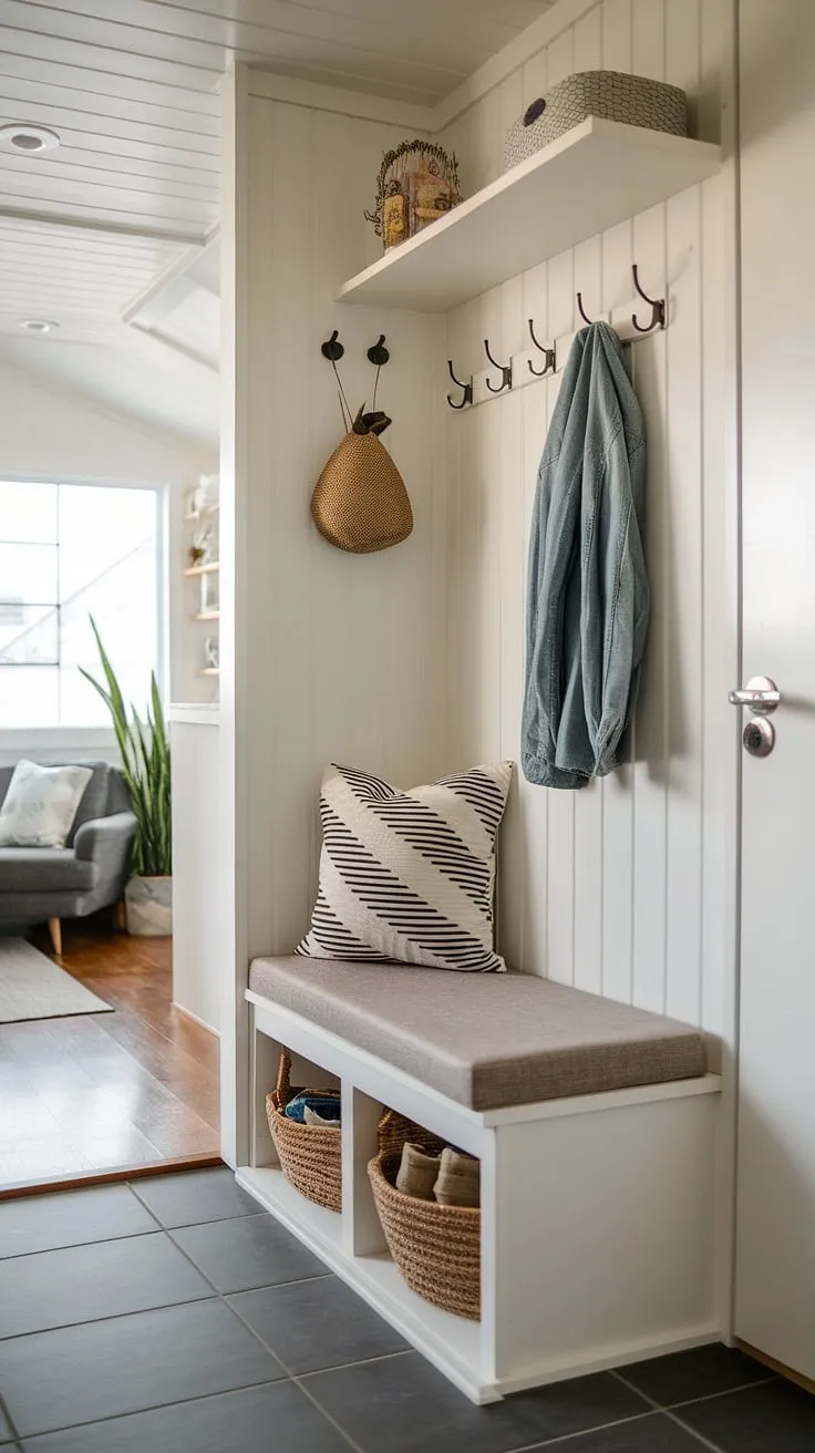 Escape the everyday in this cozy living room, where a small home library—a true home mini library—nestled within enclosed bookshelves, offers a quiet sanctuary. The warm lighting and comfortable chair invite you to lose yourself in the pages of countless stories.  This small study library, with its carefully curated collection on cozy living room bookshelves, is a reader's dream.