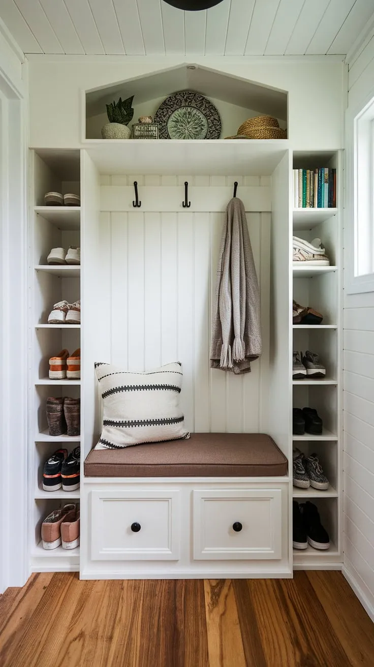 Escape to this cozy living room, where a small home library—a haven of enclosed bookshelves overflowing with stories—invites quiet contemplation. The home mini library, nestled near the window, offers a perfect small study library for those seeking solace amidst their favorite reads.  The book shelves are a testament to a love of literature, transforming this corner into a personal sanctuary.