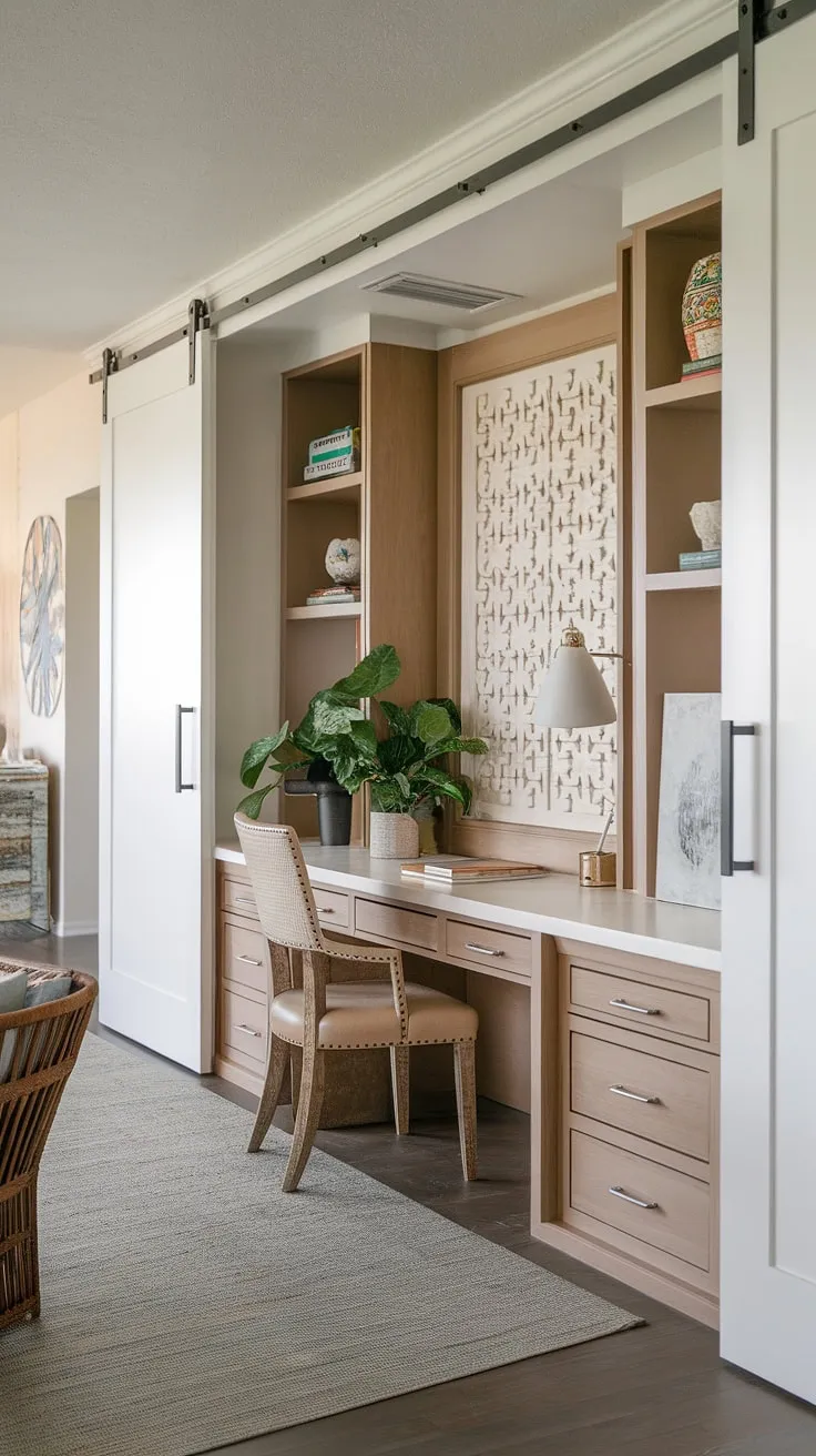 This home office craft room combo is my happy place!  The white desk, perfectly organized craft room closet, and abundant natural light make this craft space a dream craft room come true.  This sewing room design, born from a One Room Challenge, is my proudest Challenge Week accomplishment.