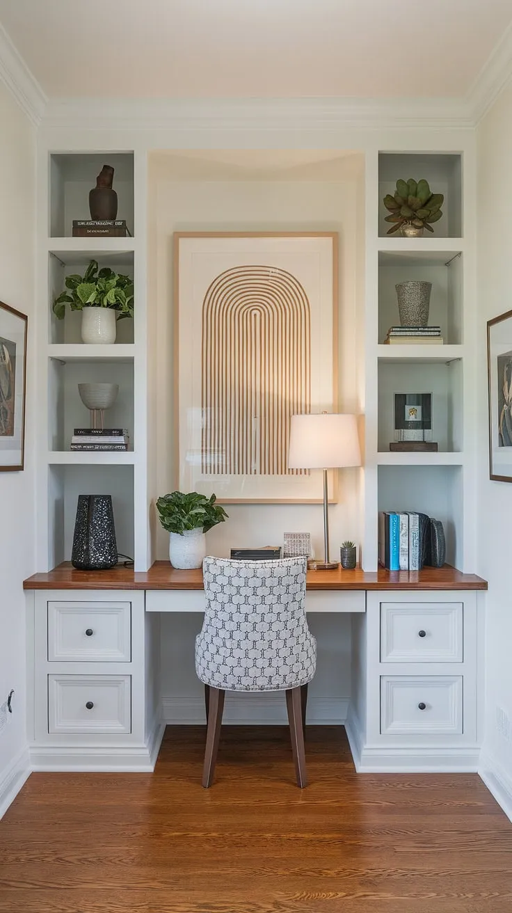 This home office craft room combo is my happy place!  The white desk provides the perfect workspace, while the craft room closet keeps everything organized. This craft room design, complete with a dedicated sewing room design area, is the result of a successful One Room Challenge; Challenge Week was intense, but the dream craft room is finally a reality.  This craft space is everything I envisioned.