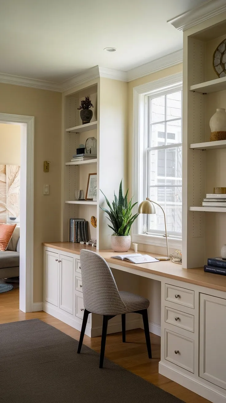 This home office craft room combo is my happy place!  The white desk keeps things feeling bright and organized, while the craft room closet cleverly hides all my supplies.  This craft room design, born from the One Room Challenge, is my dream craft room and sewing room design come true.  Challenge week was intense, but this craft space is worth every minute.