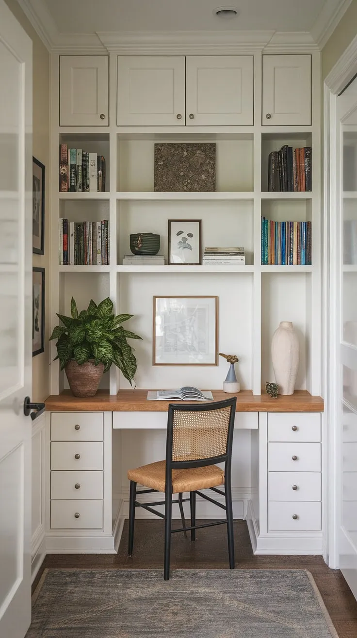 My home office craft room combo is finally complete!  This dream craft room, born from the One Room Challenge, is my happy place.  The white desk provides the perfect workspace, while the craft room closet and nearby sewing room design elements keep everything organized. This craft space is the result of weeks of hard work and planning, a true testament to the challenge week's theme.  The craft room design is everything I envisioned and more.