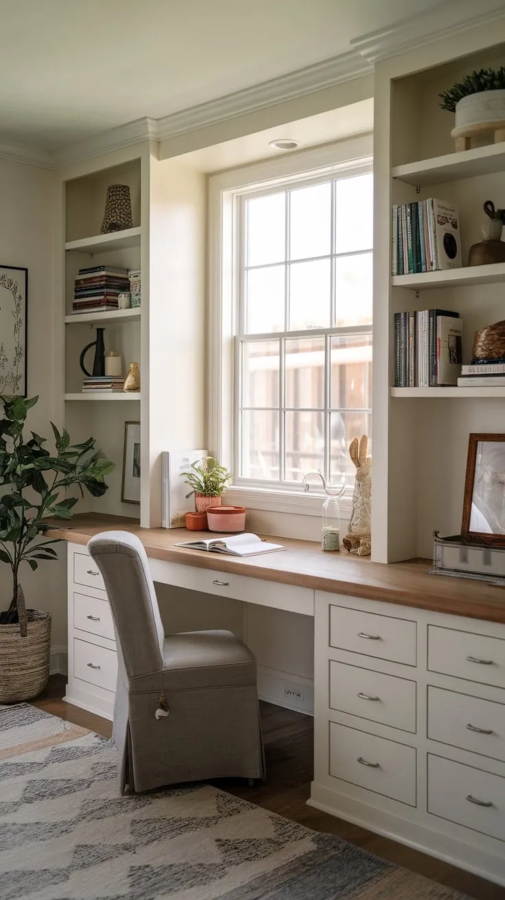 This office craft room combo is the result of weeks of planning and a serious dose of One Room Challenge inspiration.  I'm obsessed with how the craft room design turned out, especially the craft room closet and the dedicated space for my sewing machine.  This craft space is my sanctuary, a dream craft room come true, and a testament to conquering challenge week.