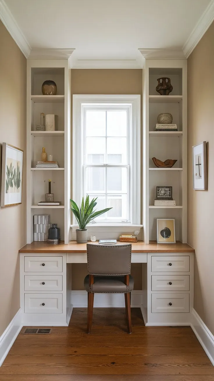 My office craft room combo is complete!  This craft room design, featuring a white desk and a dedicated craft room closet, is the perfect blend of functionality and creativity.  From sewing room design to general crafting, this space has it all.  A huge thanks to the One Room Challenge; Challenge Week was intense, but the result is my dream craft room.