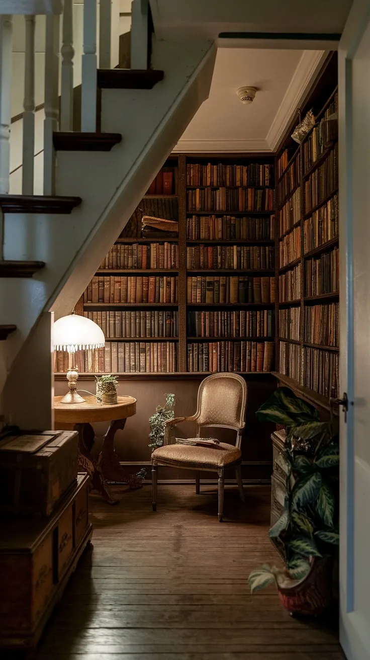 A hidden den, a secret rooms, under the stairs, this under stairs storage space is a haven of vintage charm. Explore the mystery of this skjulte rum.