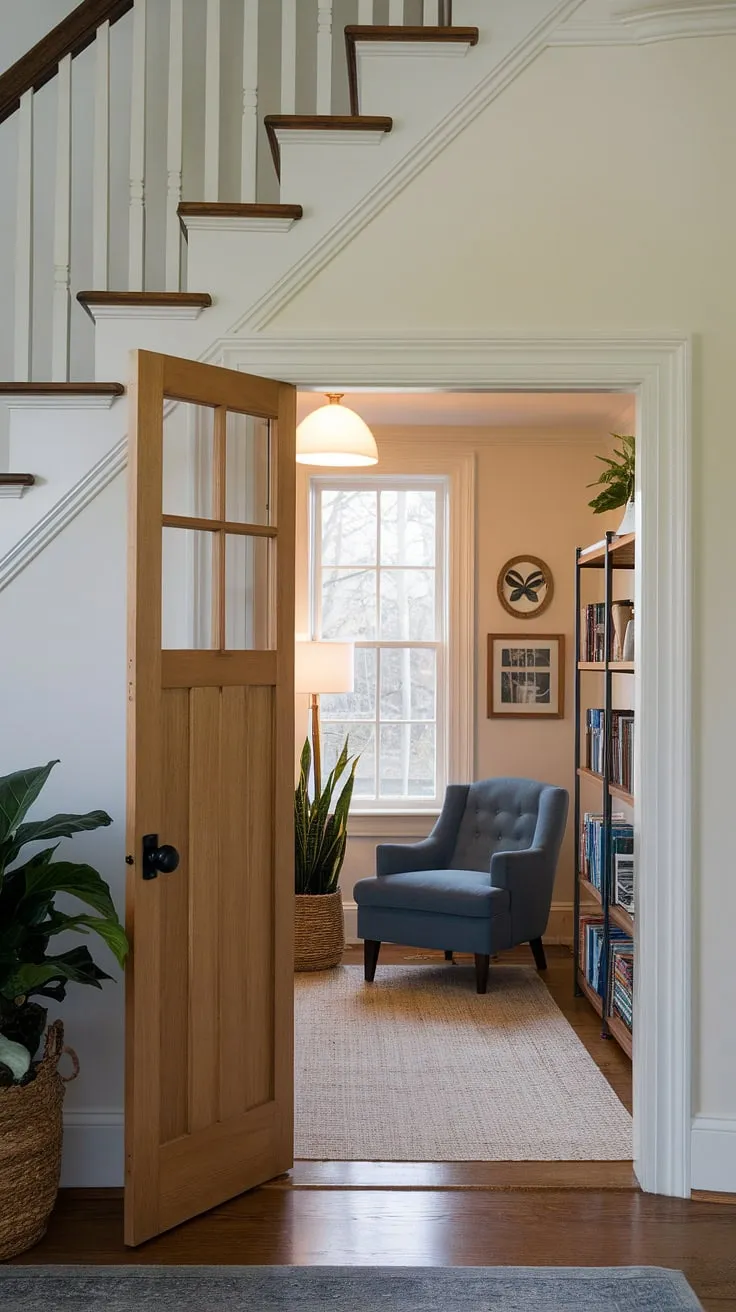 Discover the magic of hidden rooms! This secret room, nestled under the stairs, is a testament to creative space utilization. The under stairs storage area has been repurposed into a charming hidden den, complete with a blue chair, a plant, and a bookshelf, all bathed in the warm glow of a lamp. A truly delightful find, showcasing the potential of under stairs and stairs storage solutions.