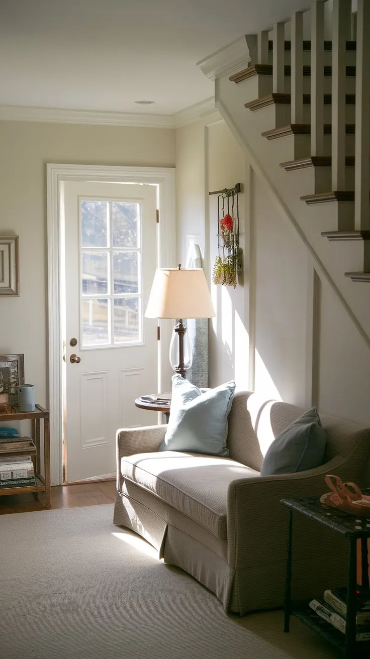 Discover the magic of this secret room, a hidden den nestled under the stairs. This under stairs storage area has been transformed into a charming and functional space, a true hidden rooms marvel. Brightly lit and comfortably furnished with a sofa, table, and lamp, this skjulte rum offers a peaceful escape. The small door with its window hints at the delightful surprise awaiting within this under stairs haven.
