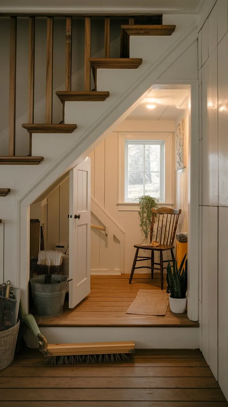 A hidden room under the stairs, a charming secret rooms and under stairs storage solution. This hidden den, or skjulte rum, is a delightful find.
