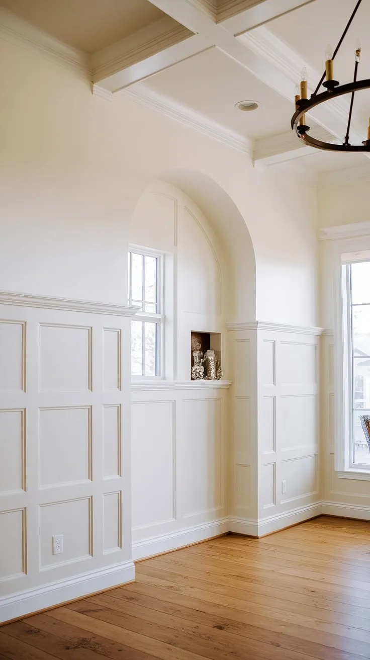 The stunning board and batten wall, extending from the impressive high wainscoting to the ceiling, creates a truly captivating focal point in this dining room.  This dining room wainscoting is a testament to the transformative power of board and batten, and inspires countless wainscoting bedroom and wainscoting bathroom ideas.  The DIY board and batten approach adds a personal touch to this timeless design.