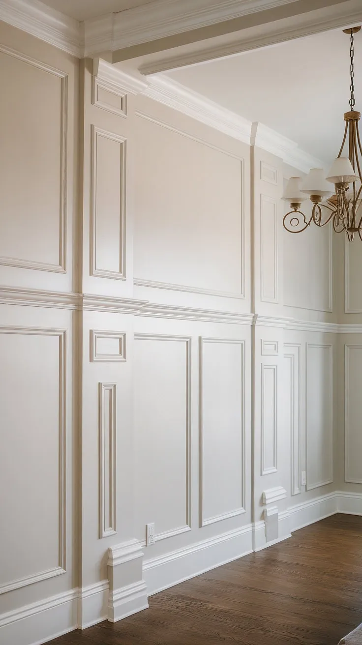 This dining room's dramatic high wainscoting, complete with elegant board and batten trim, elevates the space.  The DIY board and batten installation is a stunning example of wainscoting styles, proving that this look isn't limited to bedrooms or bathrooms.  Consider this dining room wainscoting inspiration for your own home—the board and batten wall adds architectural interest and timeless charm.