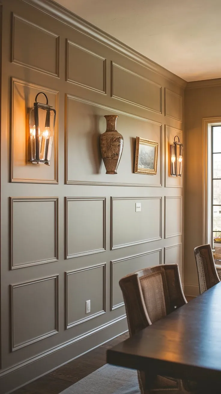This dining room's dramatic high wainscoting, complete with board and batten trim, is a testament to the transformative power of DIY board and batten.  The clean lines and classic wainscoting styles elevate the space, proving that board and batten wall treatments aren't limited to bedrooms or bathrooms; this dining room wainscoting is a stunning example.