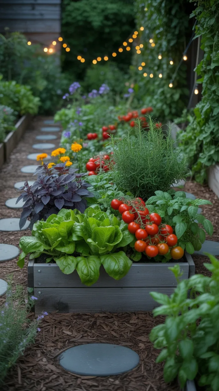 Twilight Kitchen Garden Overflowing with Flavor