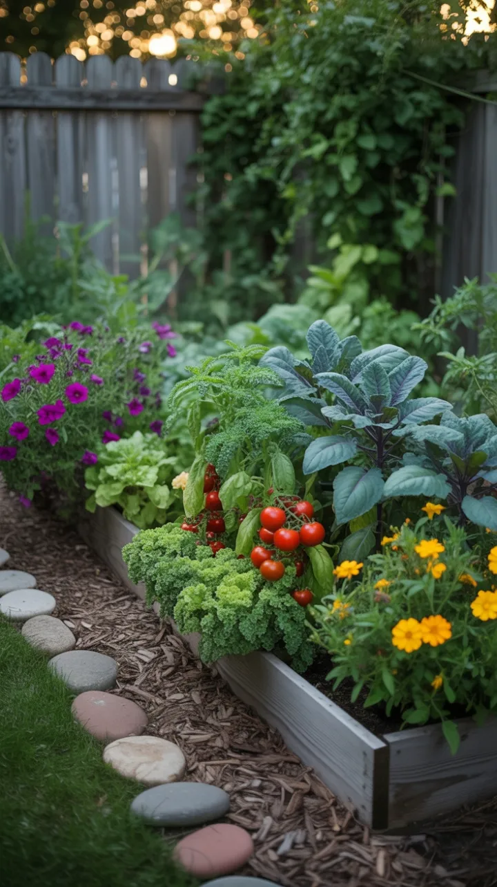 Sunlit Bounty in a Charming Raised-Bed Garden