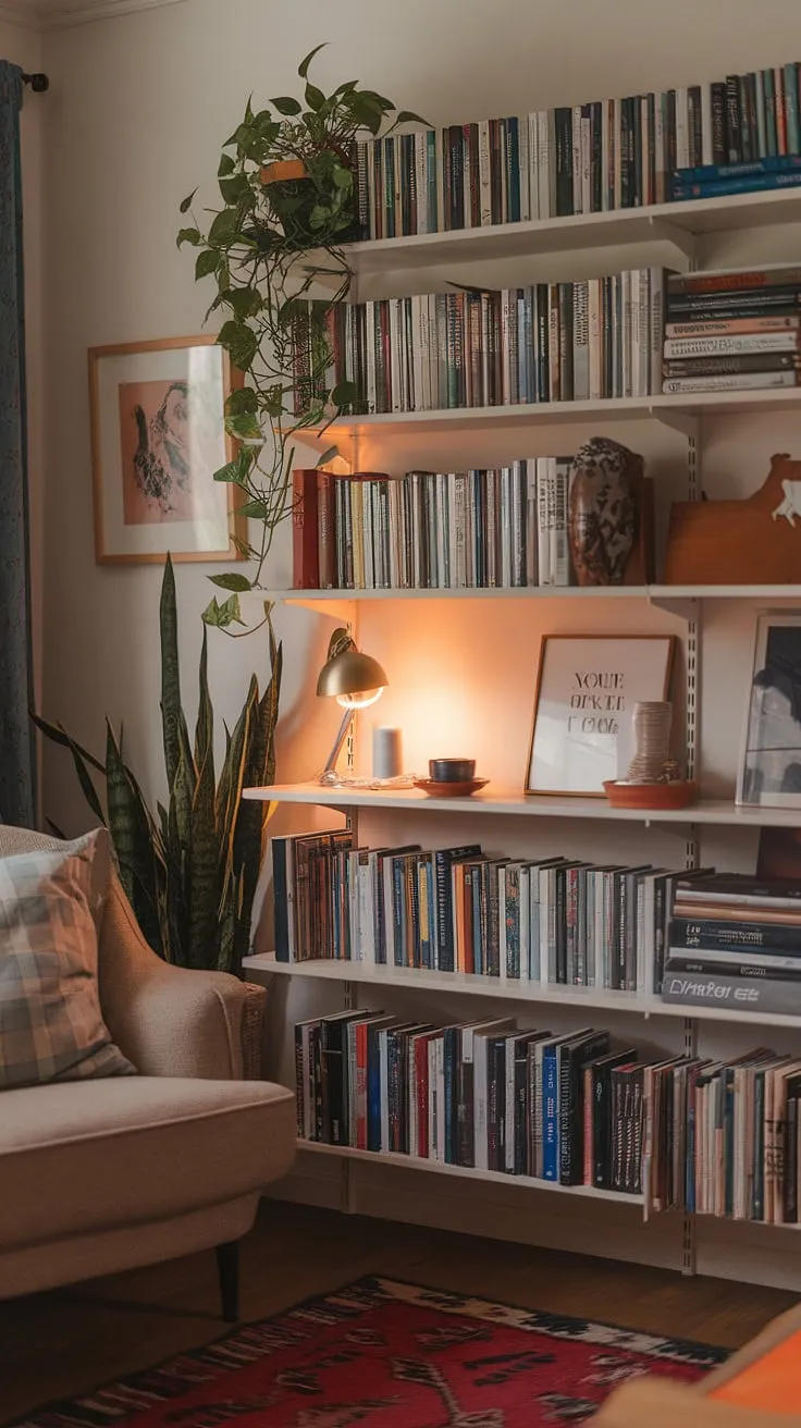 Maximize your space with this charming home office nook.  Clever small office ideas like the built-in desk area and integrated home office storage create a functional yet stylish small workspace solution. Perfect as a bedroom office or home study nook, this compact office design offers flexible office space in even the tiniest office setup.