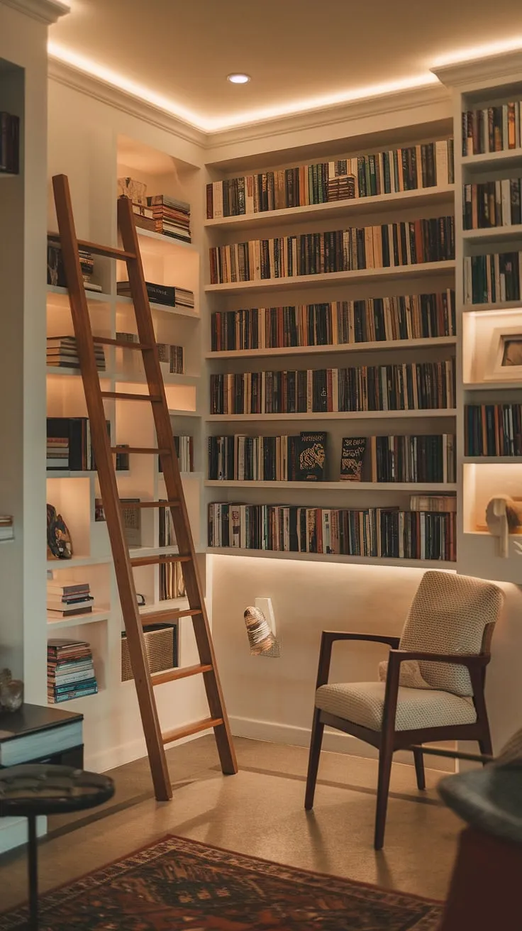 This cozy home study nook showcases brilliant small workspace solutions. The built-in desk area offers efficient home office storage, while the compact office design maximizes every inch. Ideal small office ideas for a bedroom office, this flexible office space is a perfect tiny office setup, proving that a productive home office nook is achievable even in limited square footage.