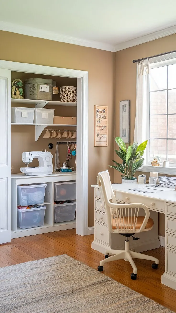 Transforming a room into a functional and fun office playroom combo is easier than you think! This design features a dedicated playroom desk, perfect for kids' study spaces and homeschool room decor. The loft playroom with its slide adds an element of adventure, making it a fantastic guest room playroom or a creative boys shared room solution.  The warm colours and bright lighting create a welcoming atmosphere for both work and play.