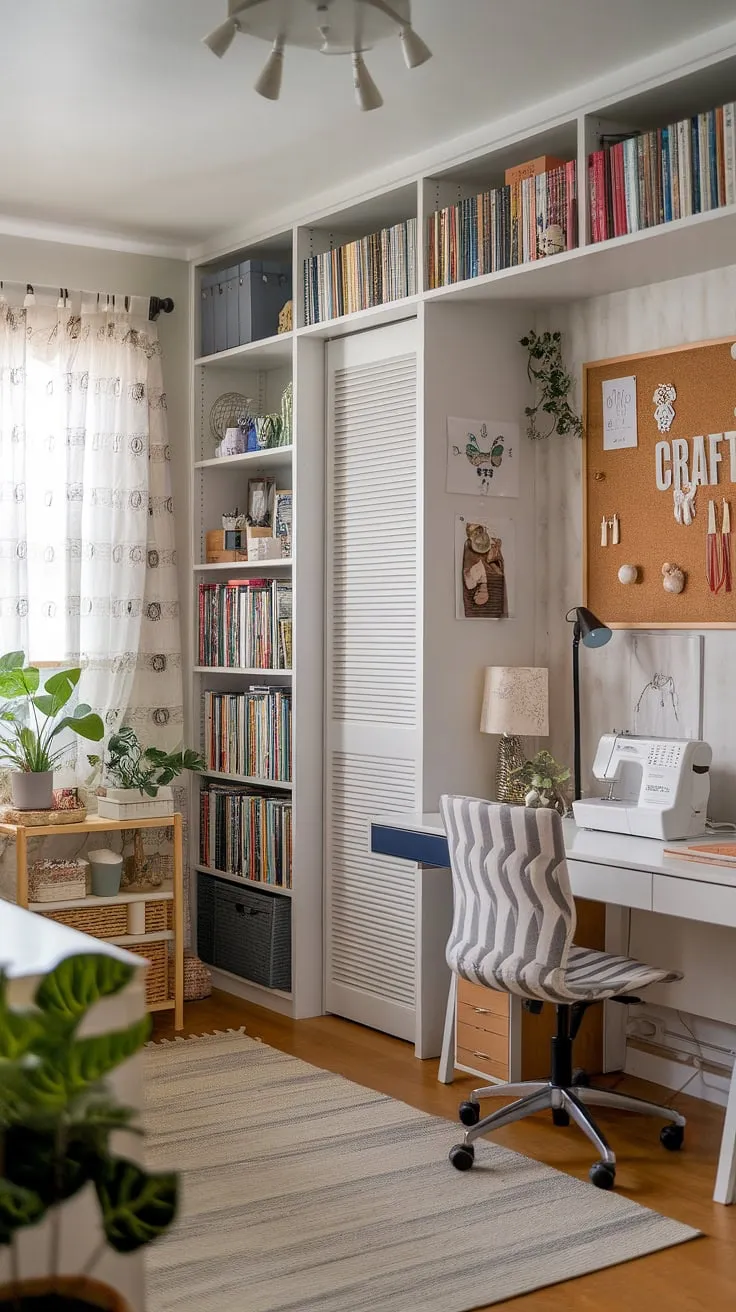 This vibrant blue haven is the ultimate home office playroom combo!  A loft houses a playroom desk perfect for kids' study spaces, while below, a slide, ball pit, and reading nook create a playful atmosphere.  This multifunctional space seamlessly blends work and play, ideal as a homeschool room decor, guest room playroom, or even a boys shared room. The loft playroom adds an extra layer of fun and functionality.