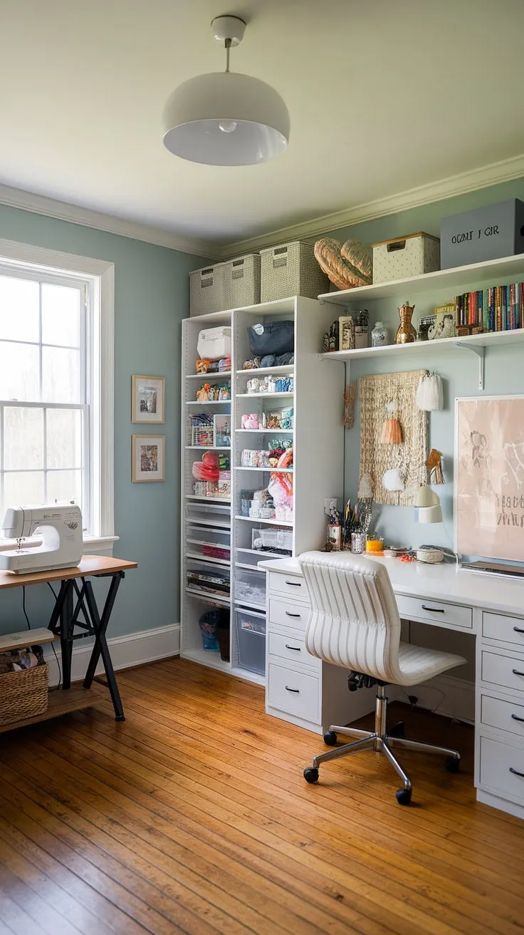 My dream craft room is finally a reality! This home office craft room combo, born from the One Room Challenge, is my happy place.  The white desk keeps things bright, the craft room closet hides the chaos, and the sewing room design near the window is pure inspiration.  Challenge week was intense, but this craft space is worth every minute.