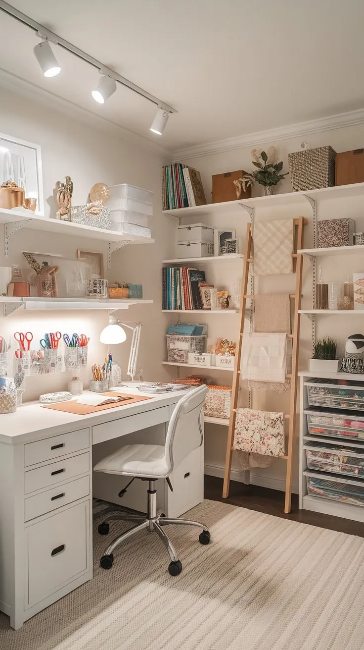The ultimate office playroom combo!  This inspiring space cleverly integrates a dedicated work area with a vibrant playroom, complete with a slide, tunnel, and climbing structure.  The loft playroom adds a magical touch, while the playroom desk offers a perfect kids study spaces for focused learning. Ideal for homeschool room decor, a boys shared room, or even a guest room playroom, this design is a testament to creative space planning.
