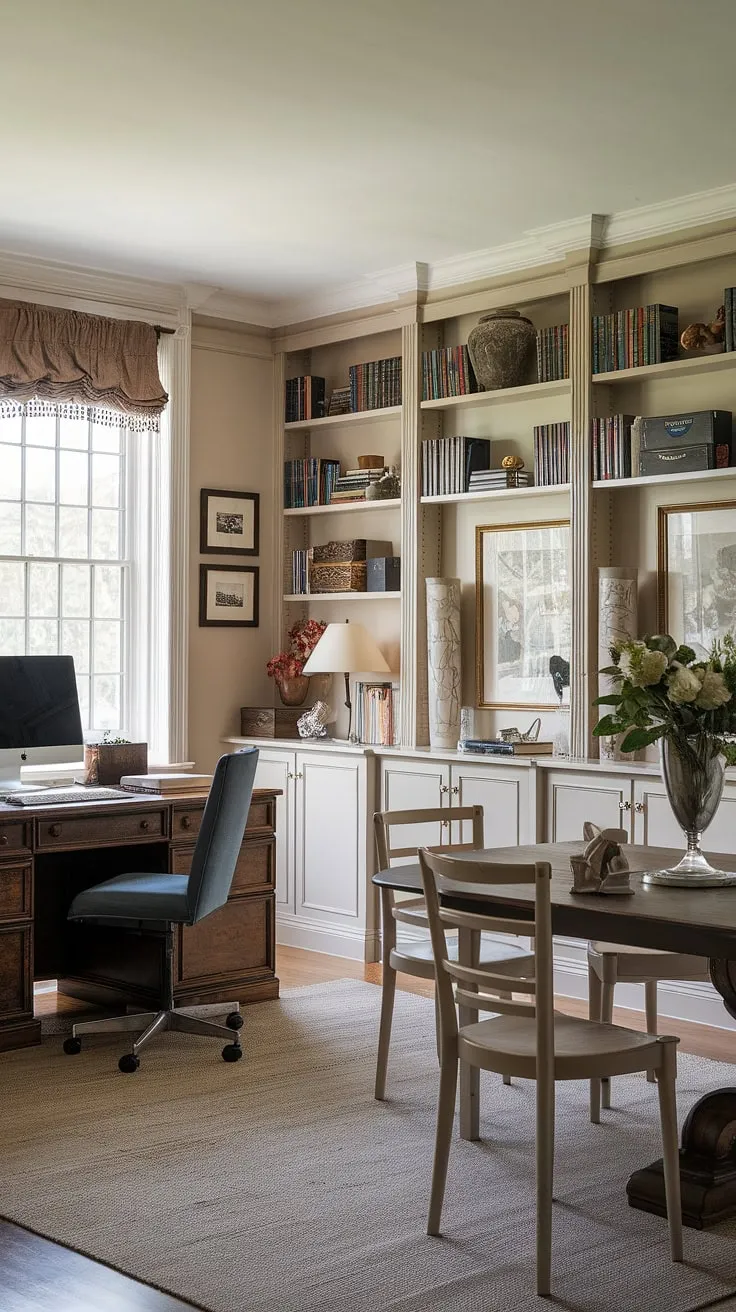 This minimalist home office, seamlessly blending into a modern living space, offers the perfect balance of work and relaxation.  The expansive window showcases stunning city views, while the thoughtful design maximizes space, ideal for small home offices or even a guest bedroom office conversion.  This versatile space could easily function as a home office tv room combo, living room office combo, or even a guest bedroom home office, proving that stylish and functional modern home offices can be achieved in any size.