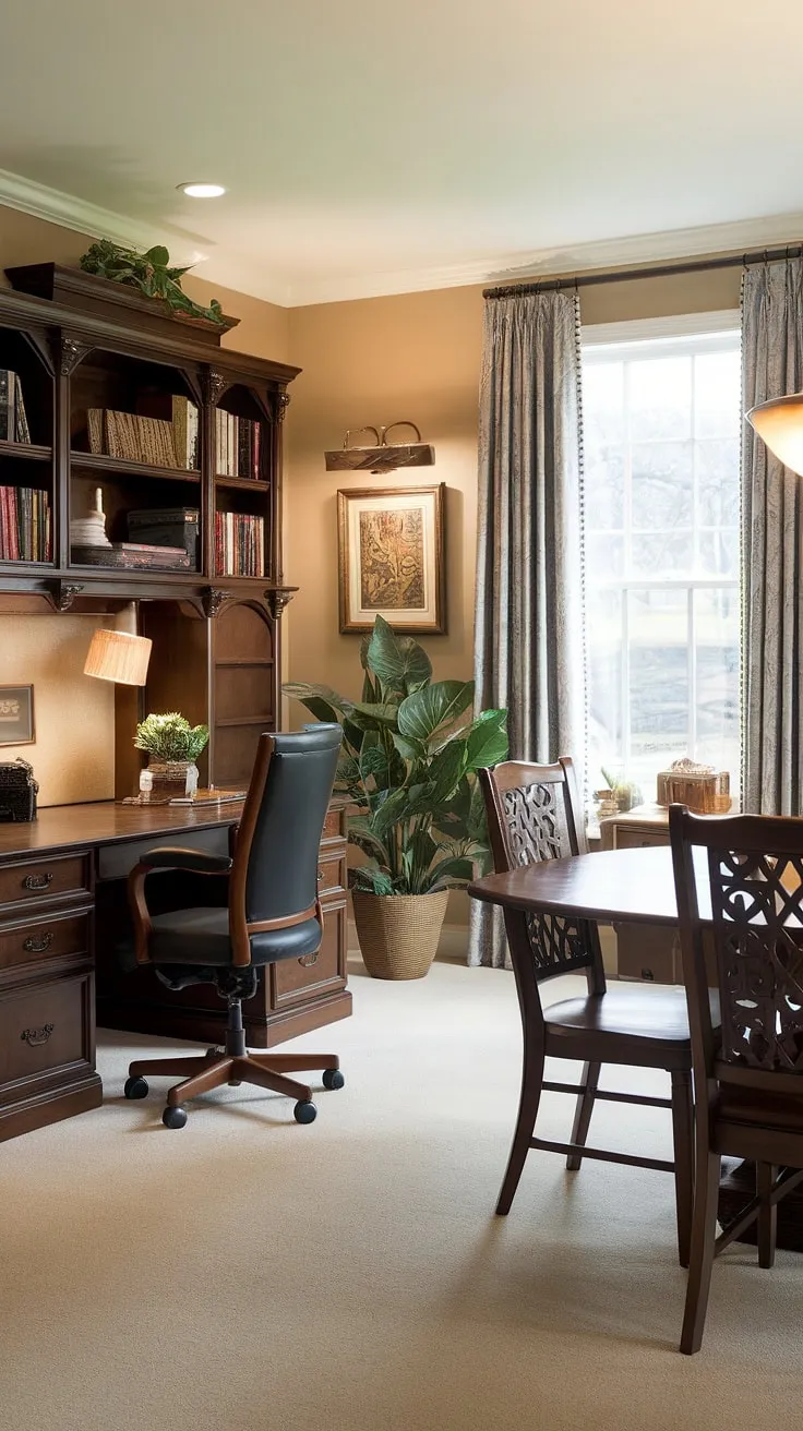 Maximize space and style with this modern home offices design.  A guest bedroom home office, or even a bedroom office combo, this setup effortlessly blends work and rest.  The neutral palette and minimalist aesthetic create a calming atmosphere, perfect for focusing or unwinding after a long day in your guest room office.